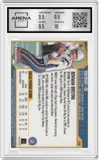 Tom Brady from the 2000 Bowman Chrome set graded by Arena Club and given an overall grade of 10.