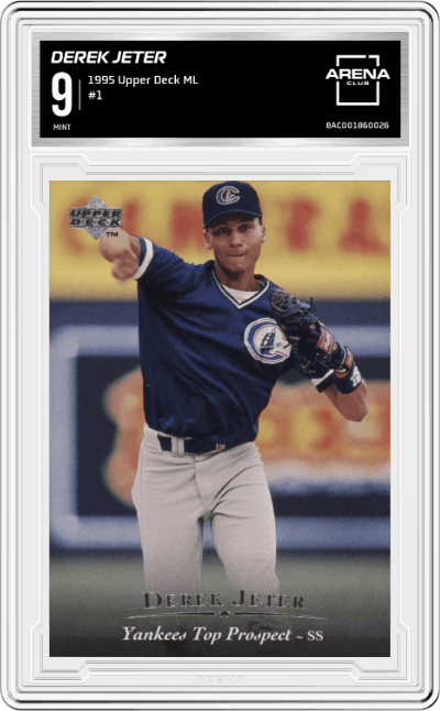 Derek Jeter from the 1995 Upper Deck Minor League  set graded by Arena Club and given an overall grade of 9.