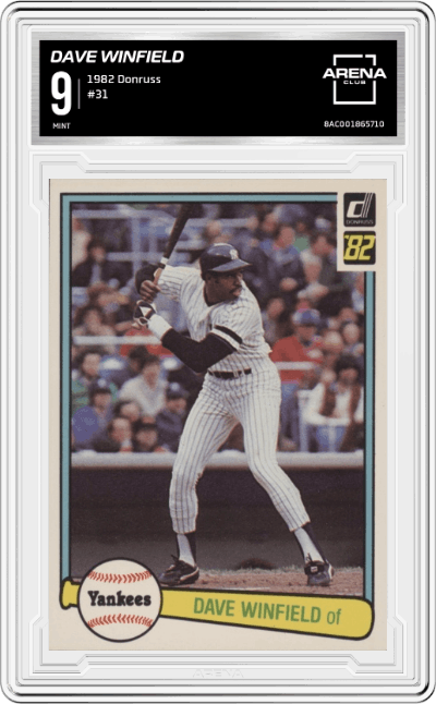 Dave Winfield  from the 1982 Donruss set graded by Arena Club and given an overall grade of 9.