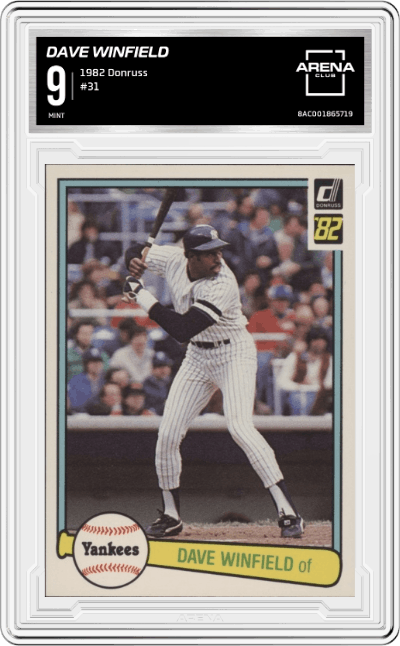 Dave Winfield  from the 1982 Donruss set graded by Arena Club and given an overall grade of 9.
